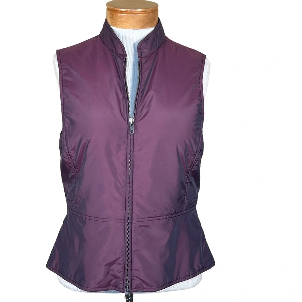 Nine West Vintage Lightweight Plum Colored Zip Front Nylon Blend Vest Small EUC